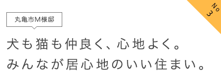 No3 丸亀市M様邸 犬も猫も仲良く、心地よく。みんなが居心地のいい住まい。